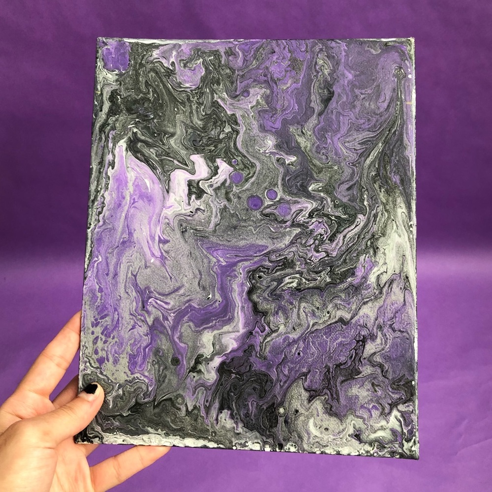 "Silverato Nebulosa" Acrylic Pour Painting 🤍💜